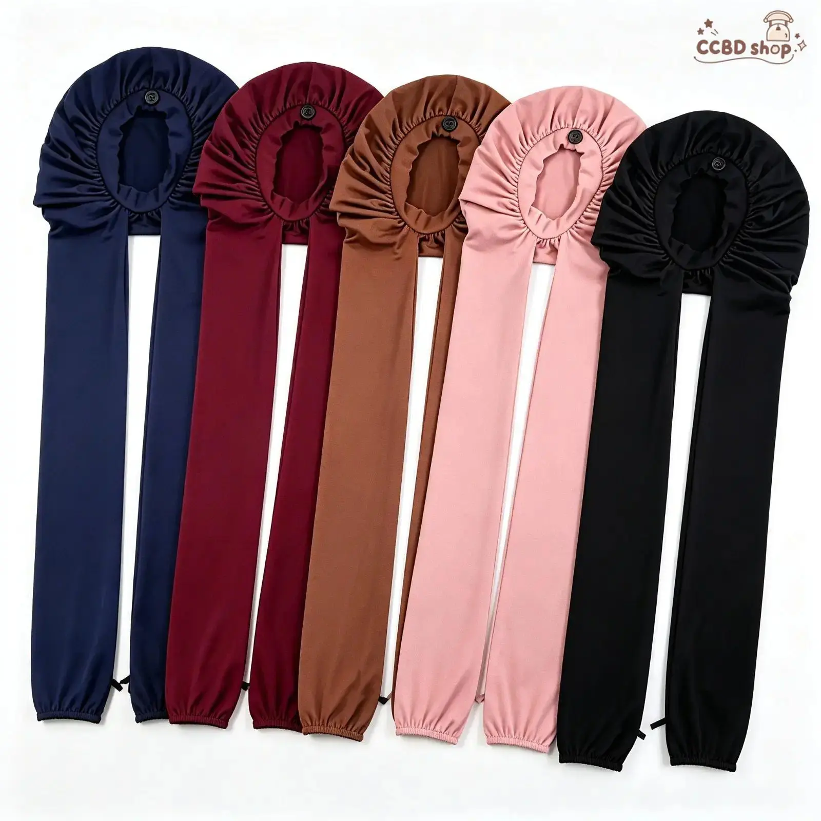 5pc/Women's Long Braid Locs Bonnet Cap, Extra Long Dreadlock Sleeping Wrap with Button Design, Elastic Soft Stretch Hair Tube Sleeve, One Size Haircare Accessory for Daily Lounge, Sleep & Sports