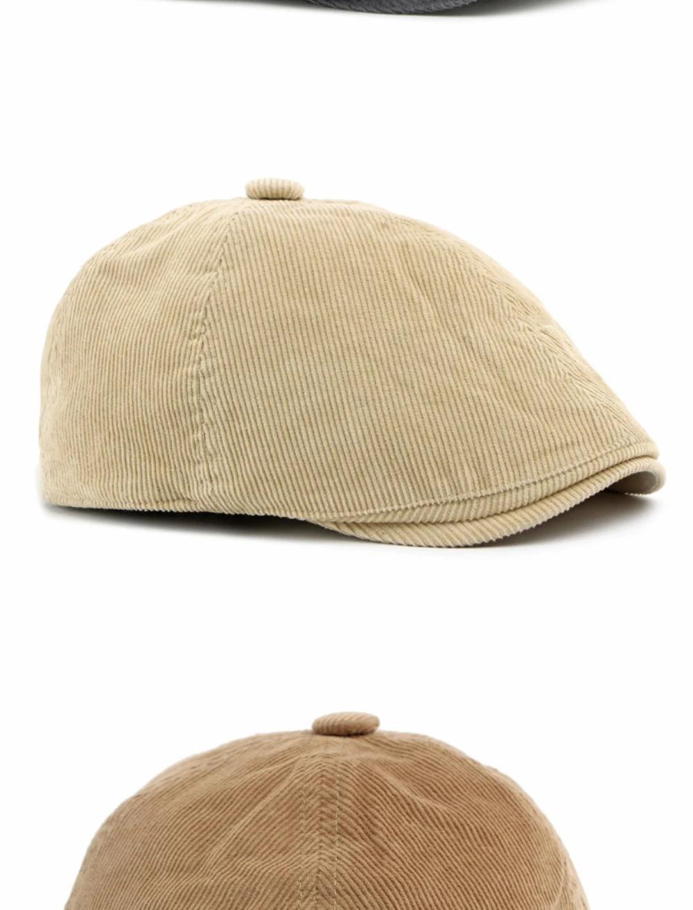HT5051 Mens Berets Women Retro Artist Painter Beret Hat Spring Autumn Winter Flat Cap Male Female Corduroy Octagonal Beret Caps
