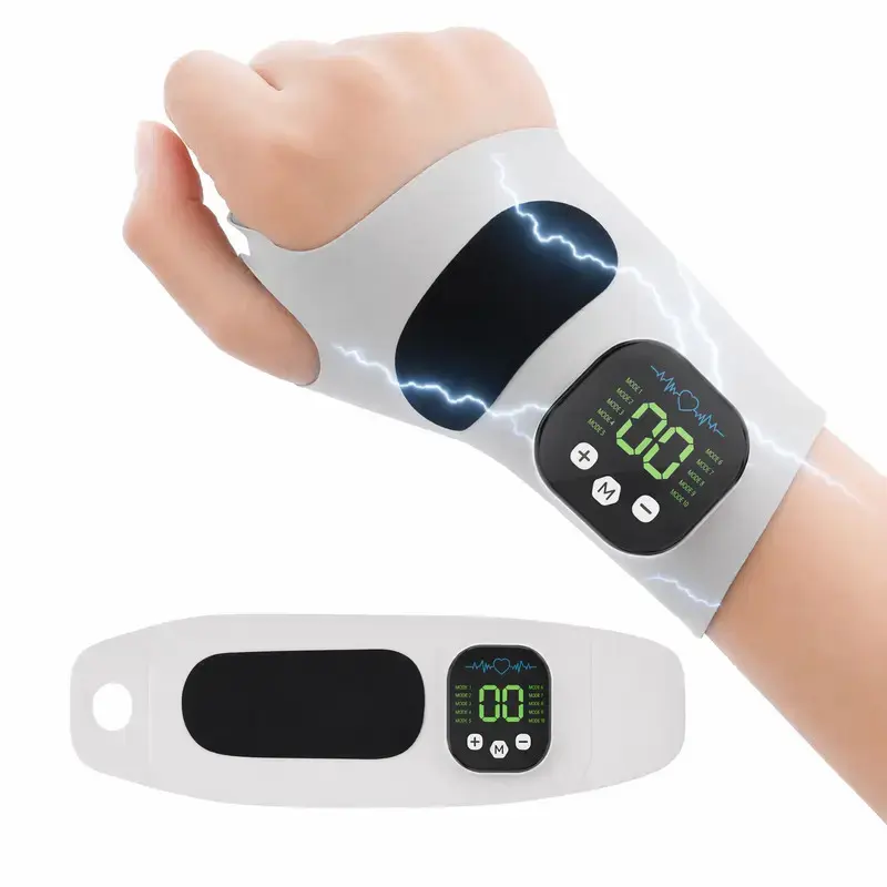2-In-1 Wrist Massager for Carpal Tunnel Syndrome and Arthritis, 10 Modes, 29 Intensity Levels, Portable Microcurrent Device, Ideal for Parents