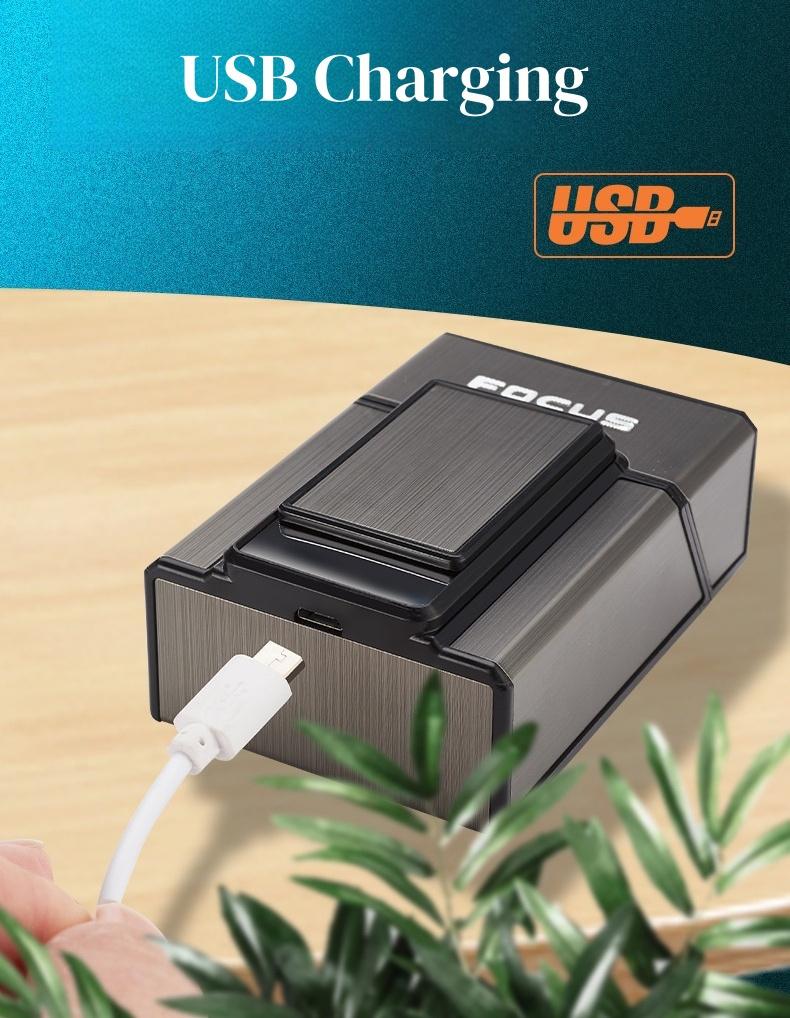 Cigarette Case with Lighter, Tungsten Filament Cigarette Lighter, Rechargeable Windproof Cigarette Lighter, USB Rechargeable Lighter, Compatible with Soft and Hard Cases, One-button Pop-up, Cigarette Case Holder That Can Hold 20 Cigarettes