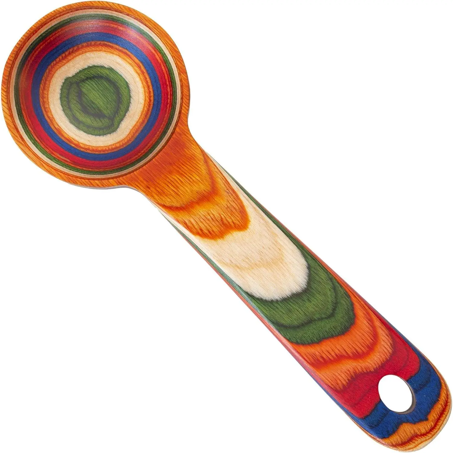 Marrakesh Collection Wooden Coffee Scoop – Colorful Birch Wood Reusable Scoop for Ground Coffee, Protein Powder & More