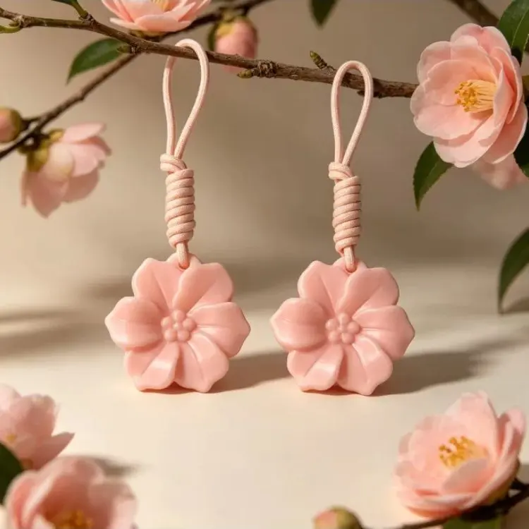 Aesthetic Camellia Scented Wax Sachet Pendant, Viral Home Fragrance Decor with Long Lasting Floral Aroma, Solid Aromatherapy Wax Freshener for Closet, Bedroom, Drawer, Wardrobe, Bathroom and Cozy Indoor Spaces