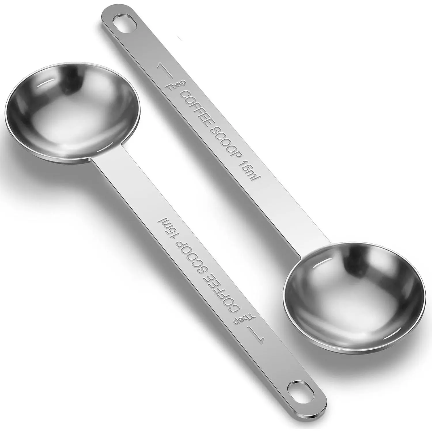 2 count Coffee Scoop Spoons, 15ML (1 Tablespoon) Stainless Steel Measuring Spoons with Long Handle, Durable Coffee Scoopers for Ground Coffee,  and Baking