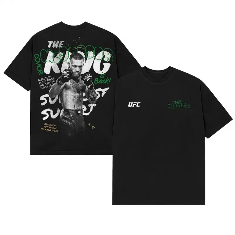 🥊🔥Conor McGregor "The King Is Back" UFC 329 Graphic Tee🥊|#2 The Notorious Vintage MMA Fighter T-Shirt, UFC Champion Fan Merch, McGregor Comeback Streetwear Shirt, Oversized Unisex Combat Sports Apparel, Retro Fight Night Graphic Tee for MMA Fans