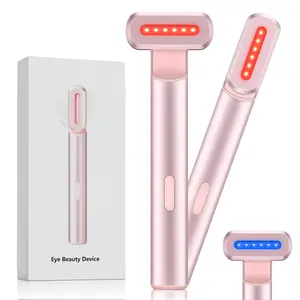 4-in-1 Red Light Therapy Wand, Microcurrent Facial Device for Face, Neck & Eye, Anti-Aging Skincare Massager with 2 Colors LED Light