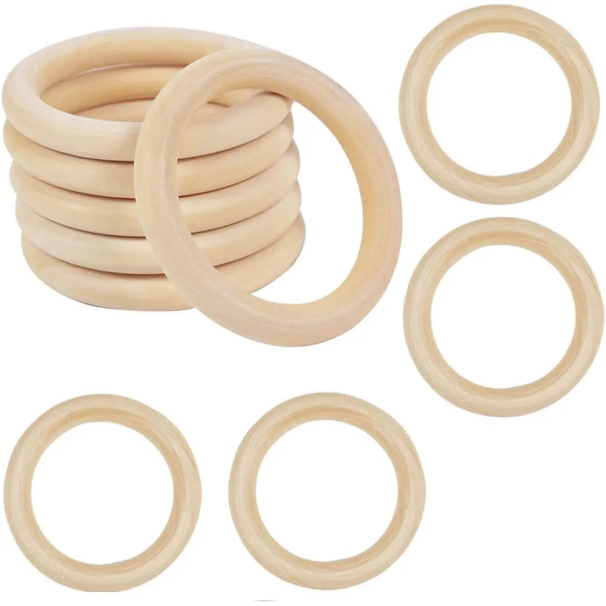 4 Inch Wooden Rings for Craft, 10Pack 100mm Diameter Unfinished Solid  Rings for Crafts, Nature Smooth  Rings for Macrame Craft, Pendant Connectors and  Making