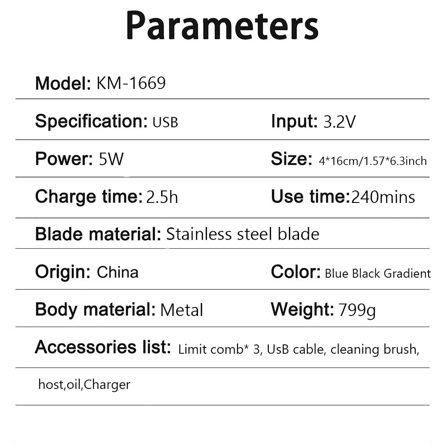 Kemei KM-1669 9000RPM High Power Wireless Professional Barber Machine, Hair Clipper Trimmer with Charging Stand, Hair Trimmer for Men