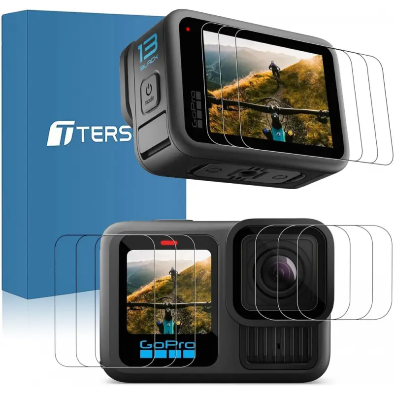 [3+3+3 Pack] T Tersely Screen Protector for GoPro Hero 13 Black, 9H Hardness Tempered Glass Back Screen Protector + Glass Camera Lens Protector + Glass Front Screen Protector