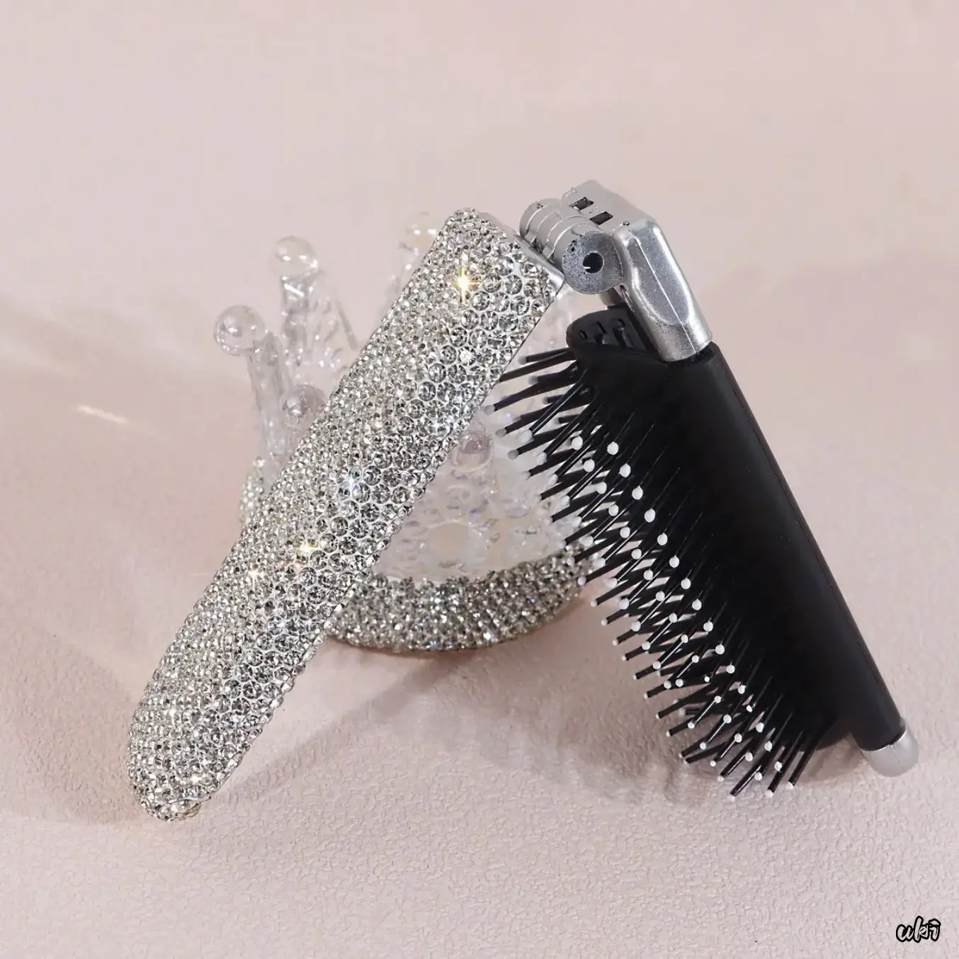 Elegant Folding Hair Comb for Women, Rhinestone-Embedded Silver Detangler, Compact Anti-Static Tool for Travel, Holiday Gift, Hair Care, Cosmetic
