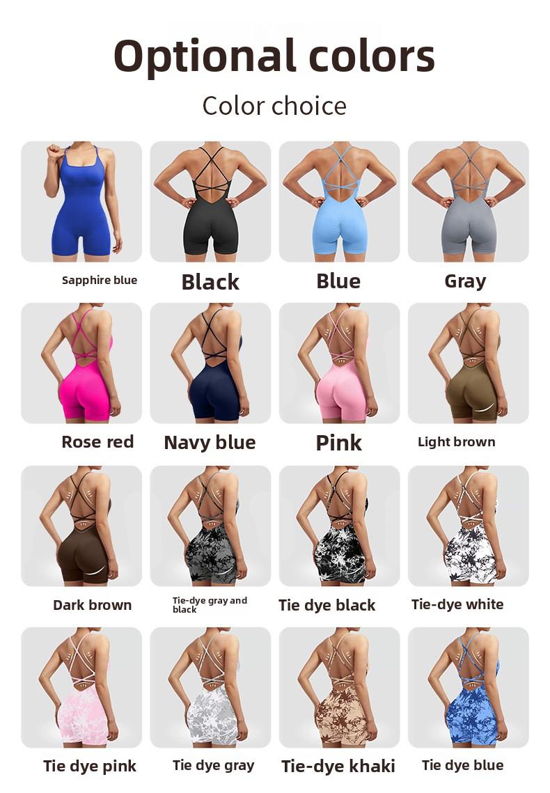 Women's Seamless High Stretch Halter Jumpsuit |   Crisscross Back Tight Fit 3/4 Length Workout Jumpsuit for Yoga Gym Cycling