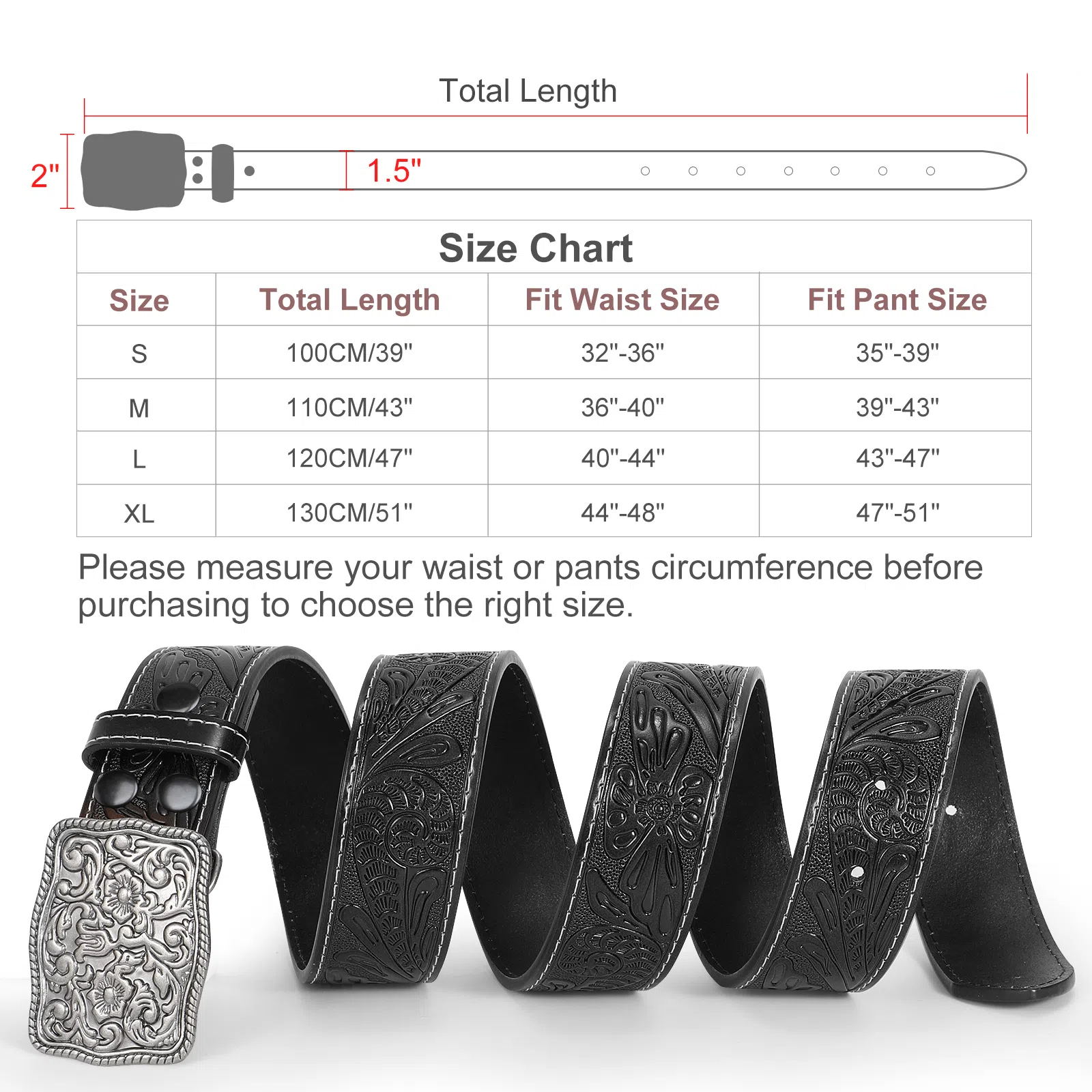 XZQTIVE Men's Western-Style Belt: Crafted from Embossed & Engraved Leather, featuring a sturdy buckle.  Perfect for jeans & pants, showcasing a rugged cowboy or rodeo vibe.  Adding a touch of masculinity to your everyday or special occasion outfits.