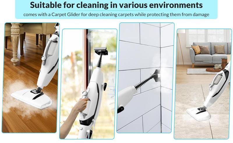 [Flash Sale] GLEEHILL 10-in-1 Steam Mop & Handheld Steamer, 1550W, 8m Cord, Steam Mop for Hardwood Floors, Washable Pad, Multi-Functional Accessory for Floors, Carpets, Tile, Grout & Glass, Chemical-Free