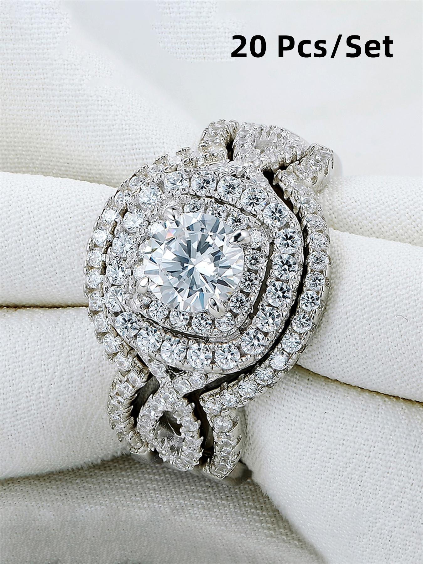 Women's Elegant Rhinestone Decorated Ring (3pcs/set), Exquisite Trendy Rings, Fashionable Hand Jewelry for Women As Gift, Elegant Casual Ring