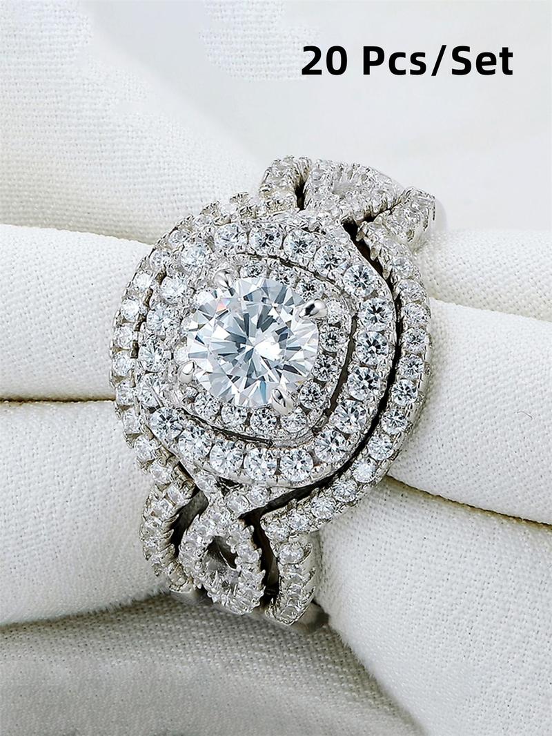 Women's Elegant Rhinestone Decorated Ring (3pcs/set), Exquisite Trendy Rings, Fashionable Hand Jewelry for Women As Gift, Elegant Casual Ring