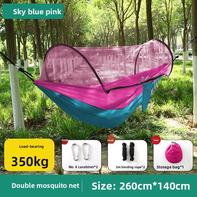 Outdoor quick-opening mosquito net hammock Outdoor single and double nylon spinning camping swing anti-rollover essentials