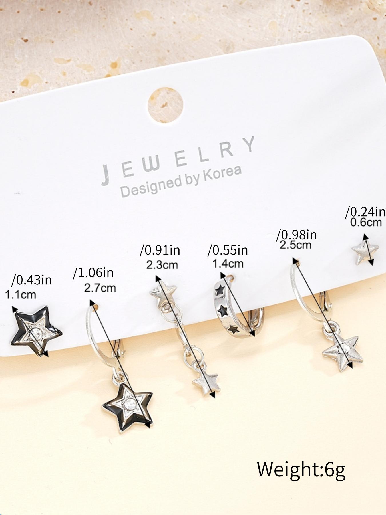 Star Design Earrings Set, Statement Earrings, Dangle Earrings Set, Fashionable Jewelry for Women & Girls, Trendy All-match & Exquisite Jewelry for Birthday Gift