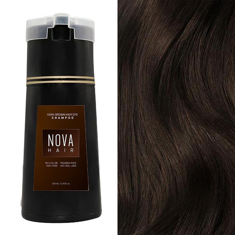 [Dyeing your own hair] NOVA Hair Dye Shampoo & Champu Para Canas - Natural 3-in-1 Instant Gray Coverage for Men & Women (Black) Dark Haircare