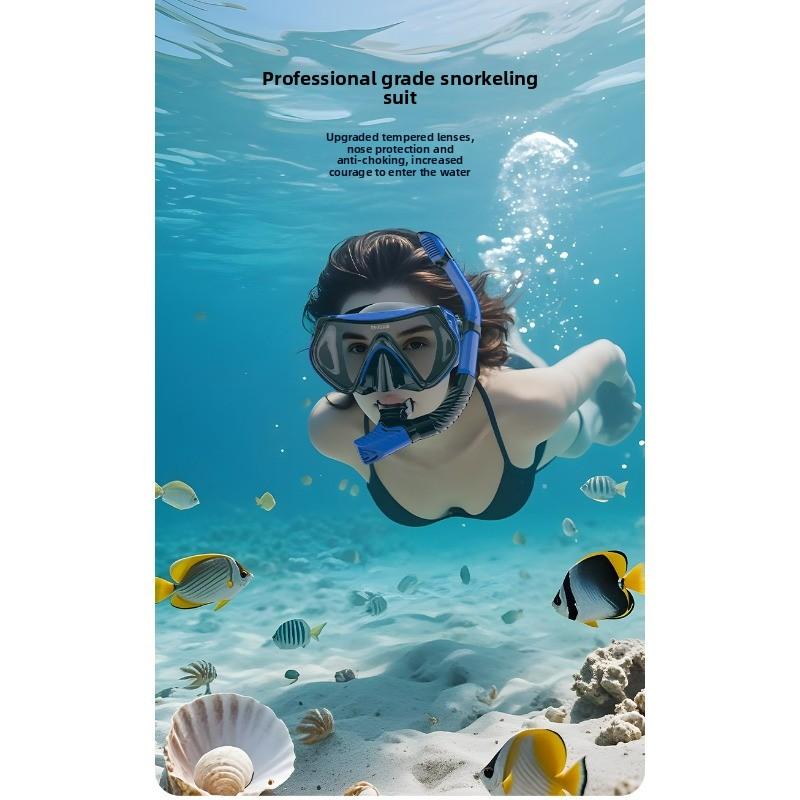 Diving Goggles Snorkeling Full Dry Snorkel Set Large Frame Swimming Goggles Liquid Silicone Swimming Equipment Diving Goggles  stealth snorkel