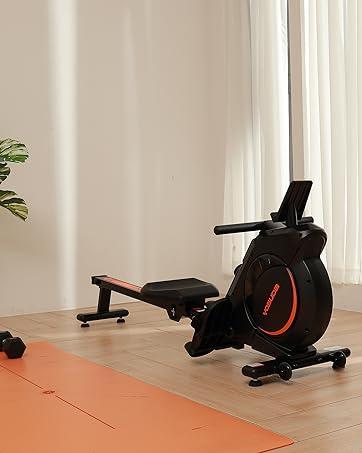 Magnetic/Water Rowing Machine 350 LB Weight Capacity - Foldable Rower for Home Use with Bluetooth, App Supported, Tablet Holder and Comfortable Seat Cushion