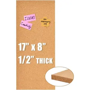 17x8 Corkboard Tiles Bulletin Board, 1/2" Thick Self-Adhesive Cork Boards for Walls, Cork Tiles Vision Board for Home, Office, School, Bulletin Board Decorations(12mm,1pc)
