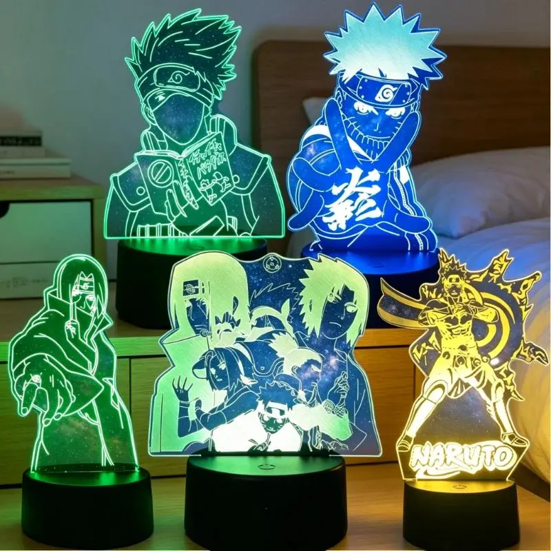 Anime LED Night Light Toys Akatsuki Kakashi Hatake Kid Bedroom Nightlight Itachi Uchiha 3D Colors Lamp Decor