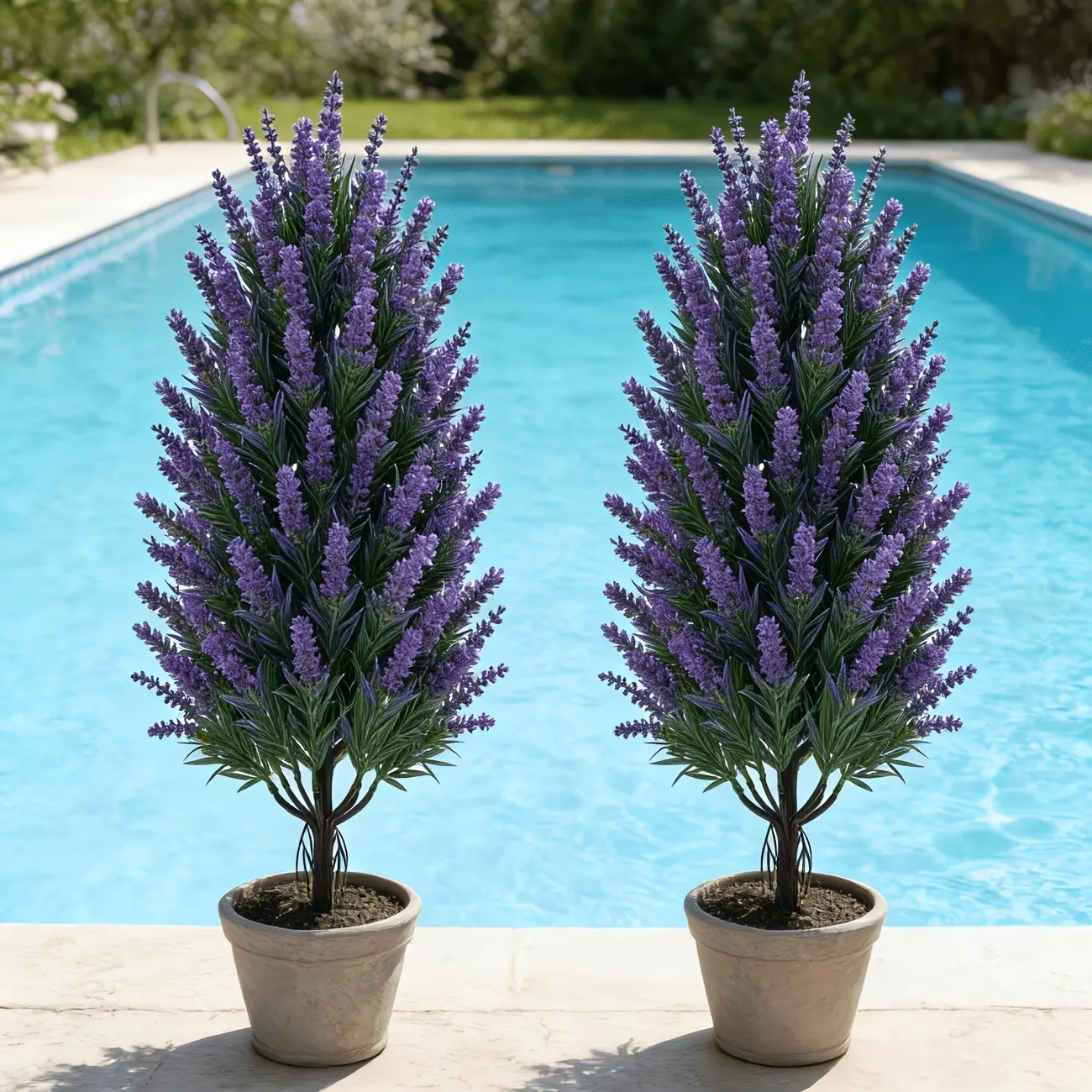 62cm Lavender Plant Floor Insert Bamboo Leaf Artificial Plants, Outdoor Simulation Flower Pot, Realistic Decorative Gardening