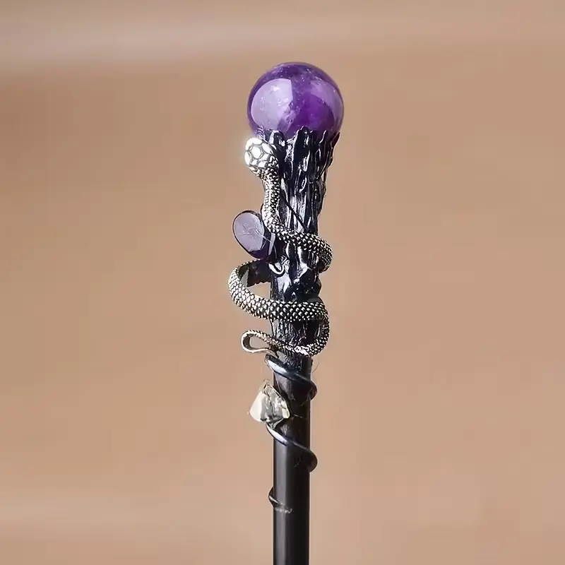 Handmade Crystal Magical Wand DIY Cosplay Halloween Staff, Witch Handheld Wand, Perfect Halloween Gift, Natural Crystal Magic Wand