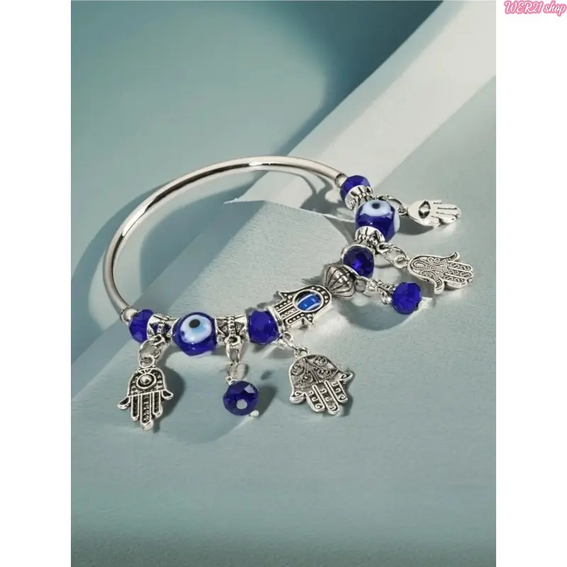 Women's Evil Eye Hamsa Hand Protection Amulet Charm Bracelet, Dainty Stackable Adjustable Chain, Trendy All-Match Statement Jewelry for Daily Wear, Party Use, Ideal Birthday Anniversary Holiday Gift For Her