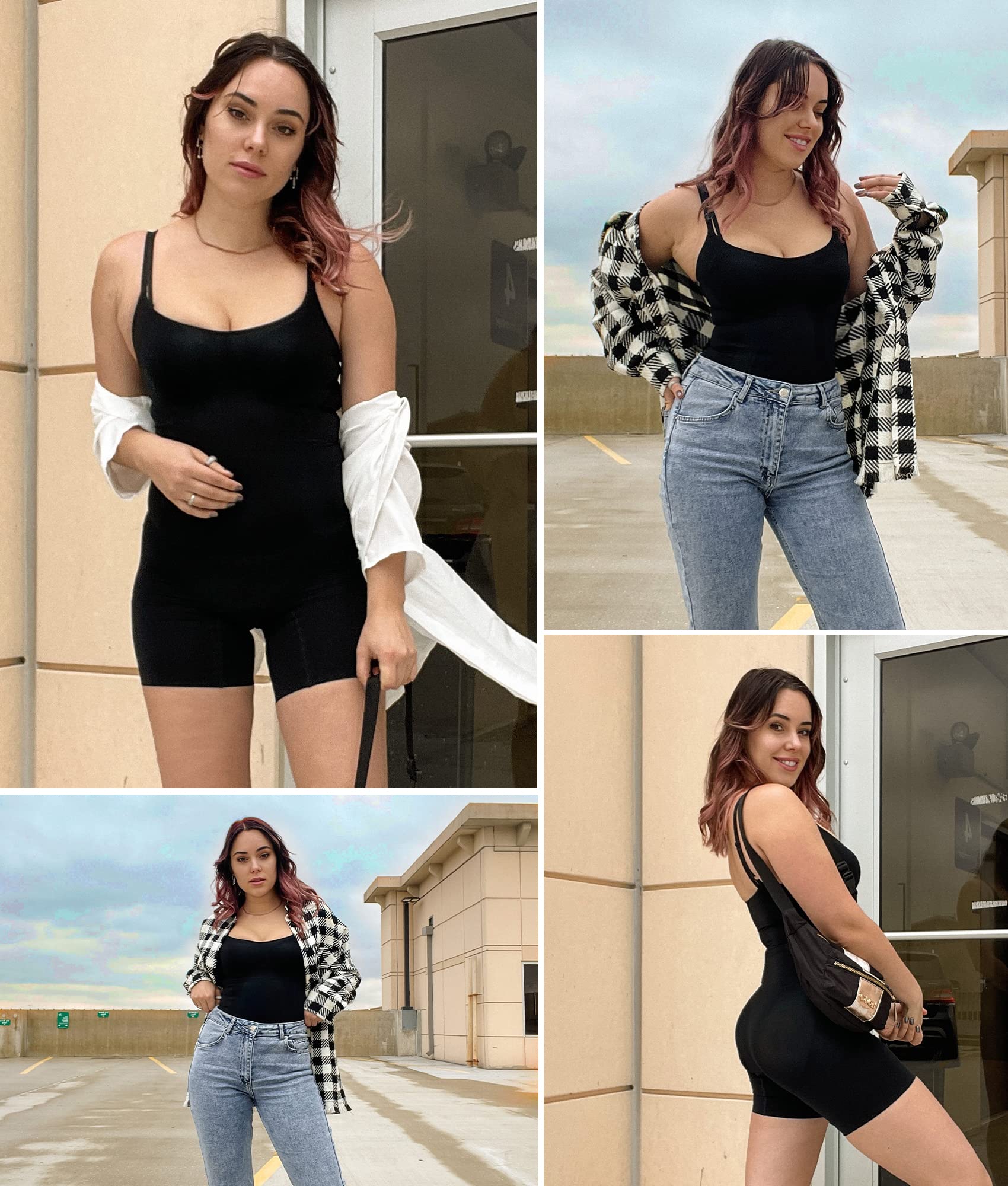 Wasit Trainer Bodysuit for Women Tummy Control Shapewear Round Neck Seamless Butt Lifter Body Shaper