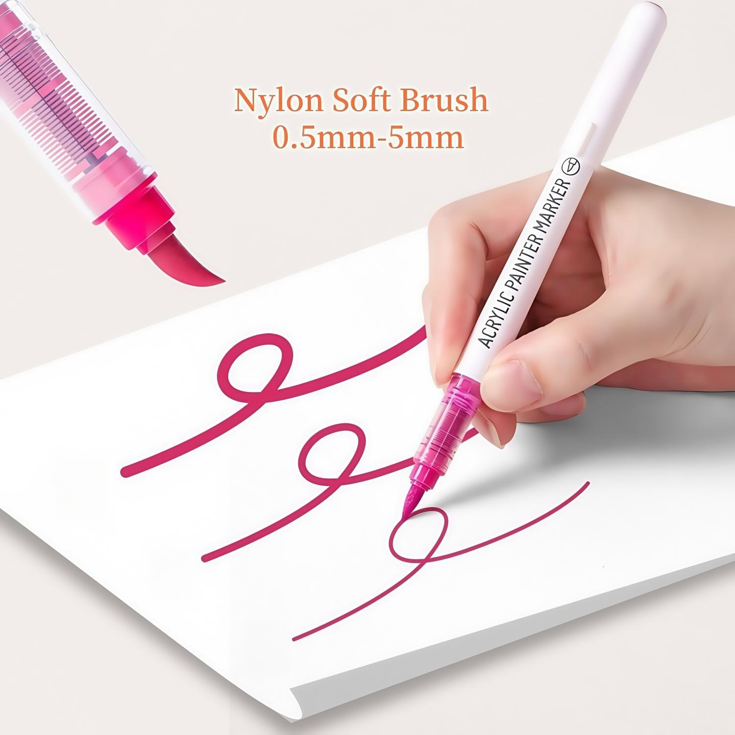 Acrylic Paint Marker Pen Set, 9/36/63/81/126pcs Soft Brush Tip Acrylic Paint Pens Set, Professional Color Series for Rock Painting, Ceramic, Wood, Canvas, Glass, Stone, Fabric, Art Markers Pen