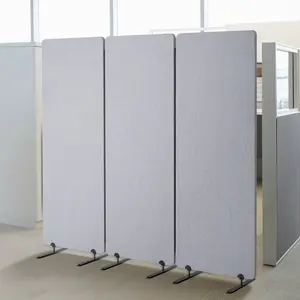 VEVOR 2FT Room Divider, 3 Panel PET Polyester Soundproof Room Screen, Folding Privacy Divider Portable Partition Divider for Room Separation, Freestanding Room Partitions for Office Study, Grey