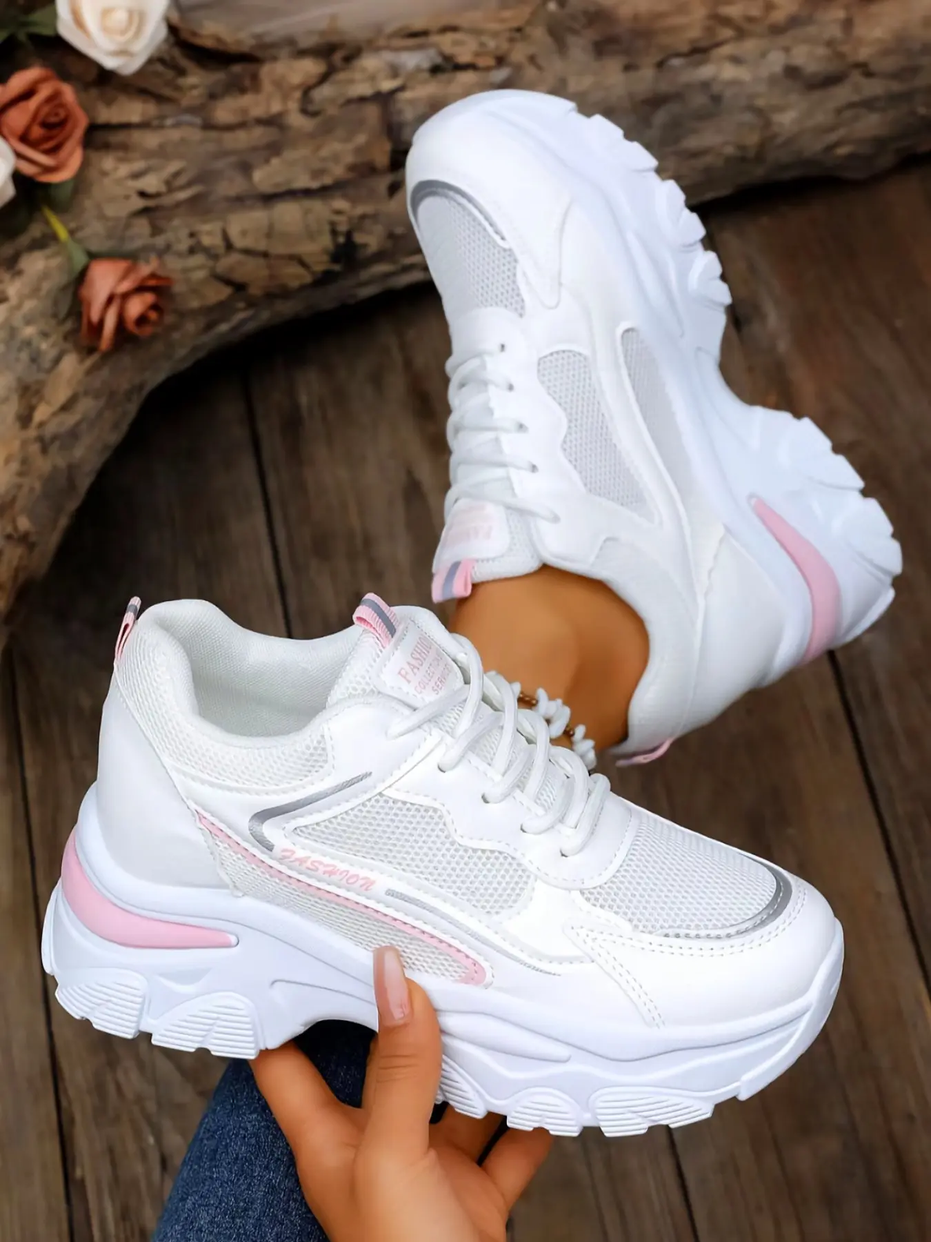 Women's Athleisure Lace-Up Sneakers, Casual Athletic Shoes, Breathable Fabric, Comfortable Platform, Ideal for Daily Wear, Sports & Walking
