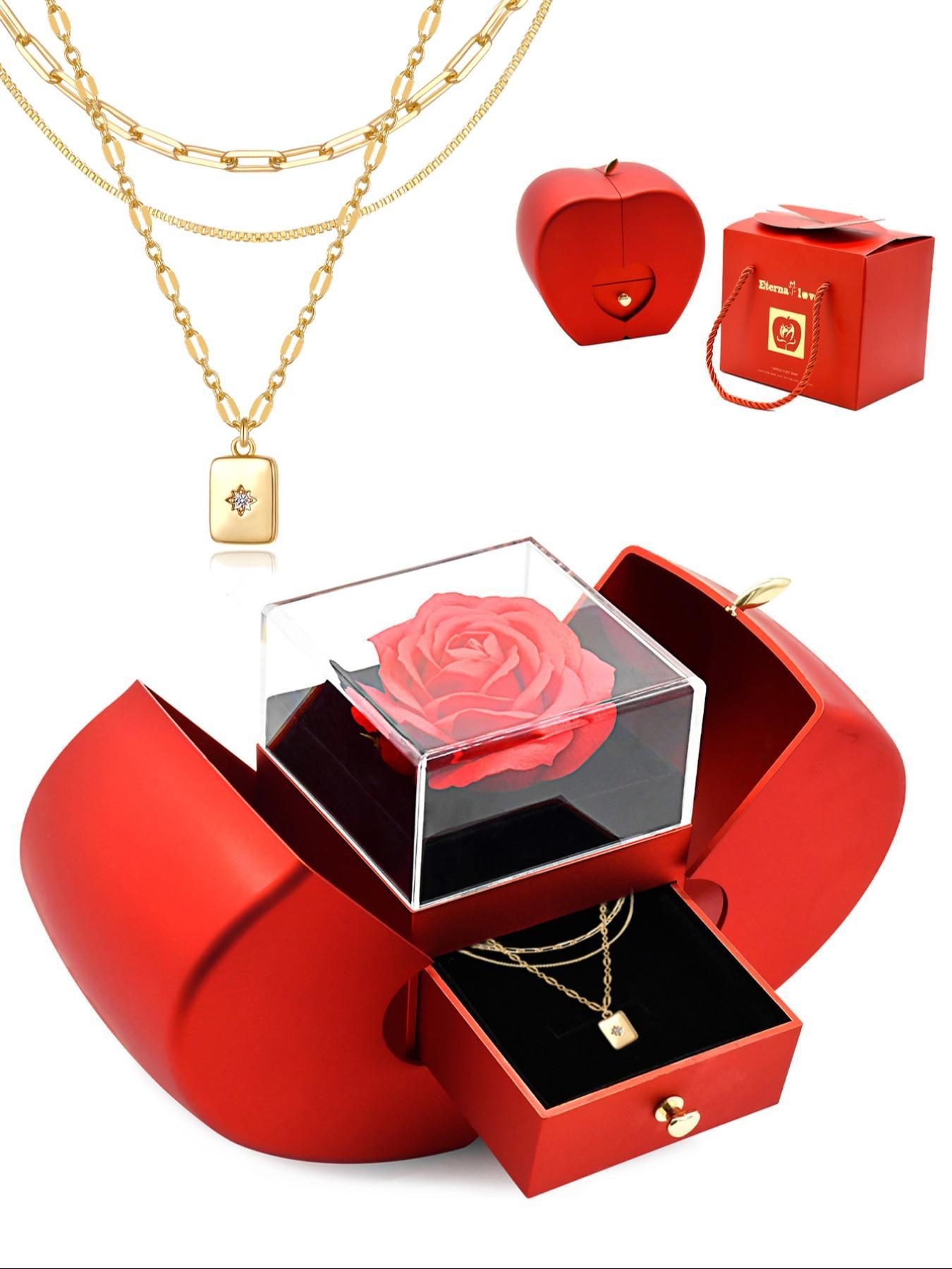 3 Piece Trendy Grid Paperclip Box Chain Set with Sparkling Star Artificial Zircon Rectangle Mini Pendant Necklace Minimalist Chain Necklace