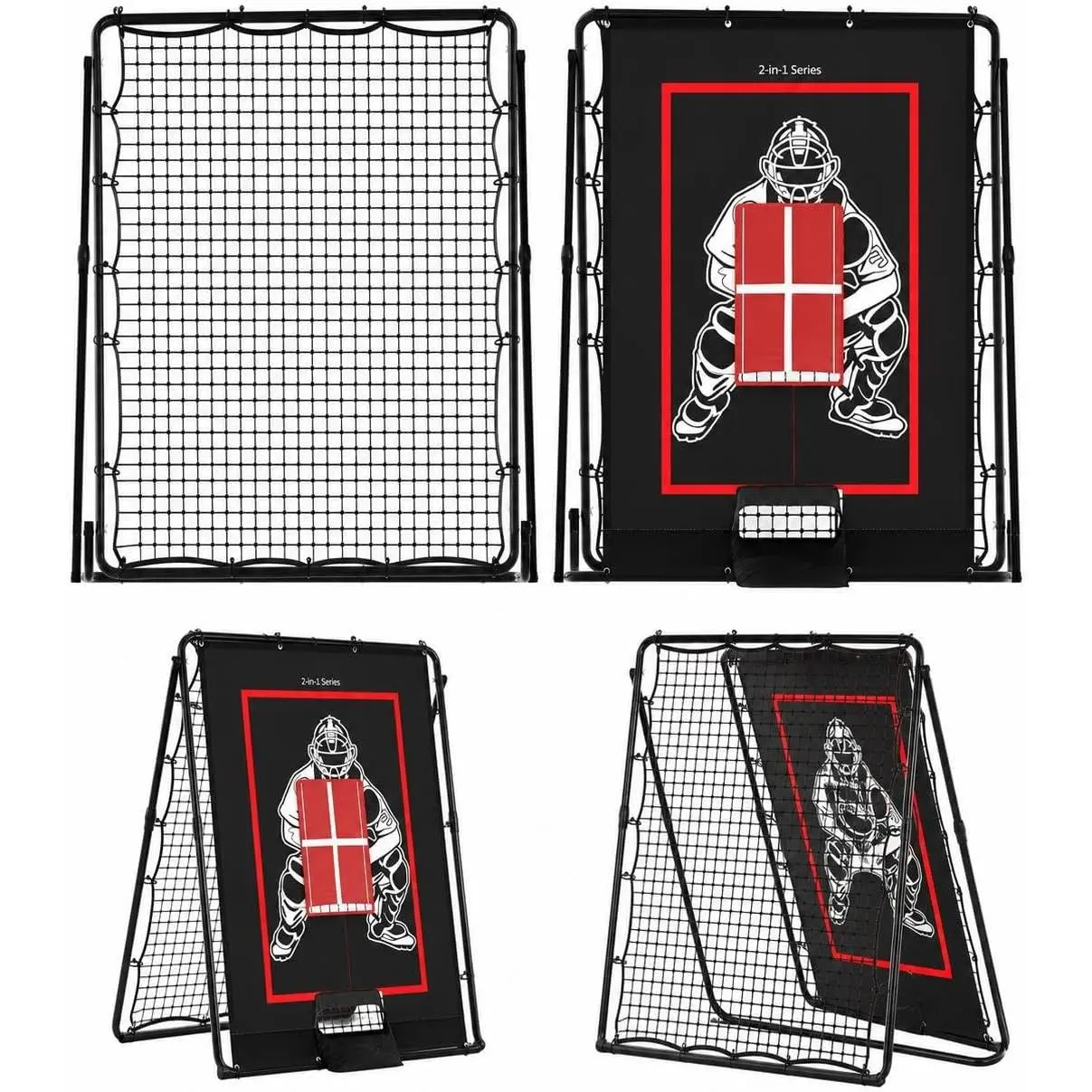 2-in-1 Baseball Pitching and Bounce Net – 5x3.7ft Portable Training Equipment – For Throwing, Hitting, Catching Practice – Perfect for Boys, Kids – Hit Zone Included