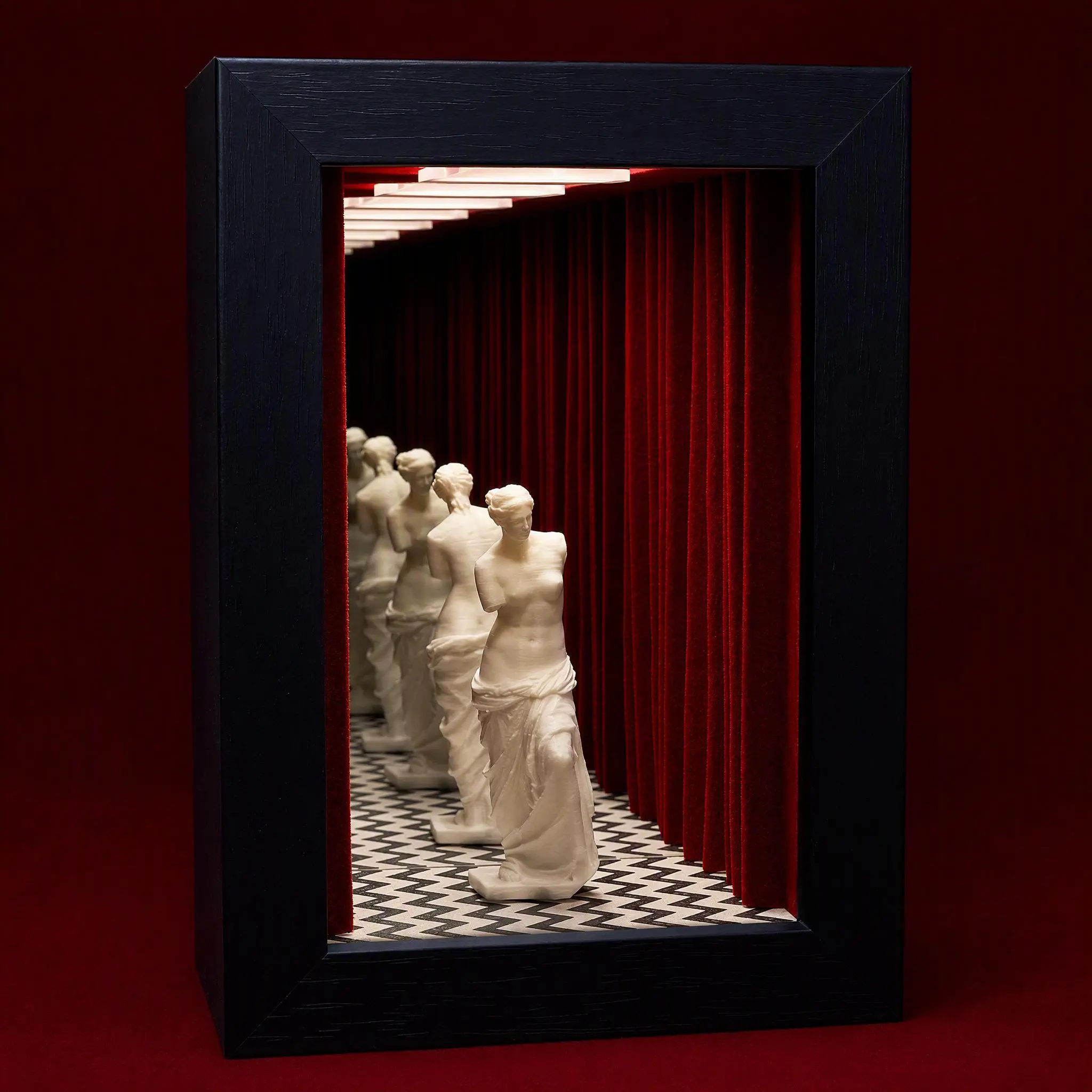 Dreamcore Infinity Mirror Shadow Box - Rechargeable Miniature Diorama Night Light for Pop Mart Hirono Figures, Aesthetic Room Decor gift