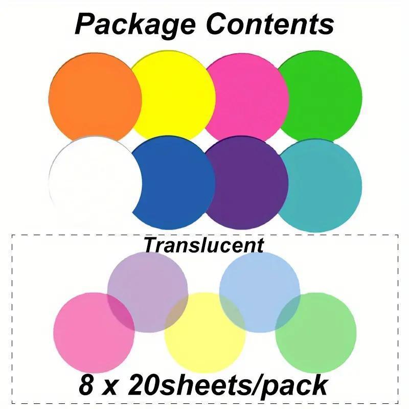 Transparent Sticky Note, 8 Counts/160 Sheets Round Colorful Sticky Note, Waterproof Sticky Memo Pad, Office Stationery & Supplies