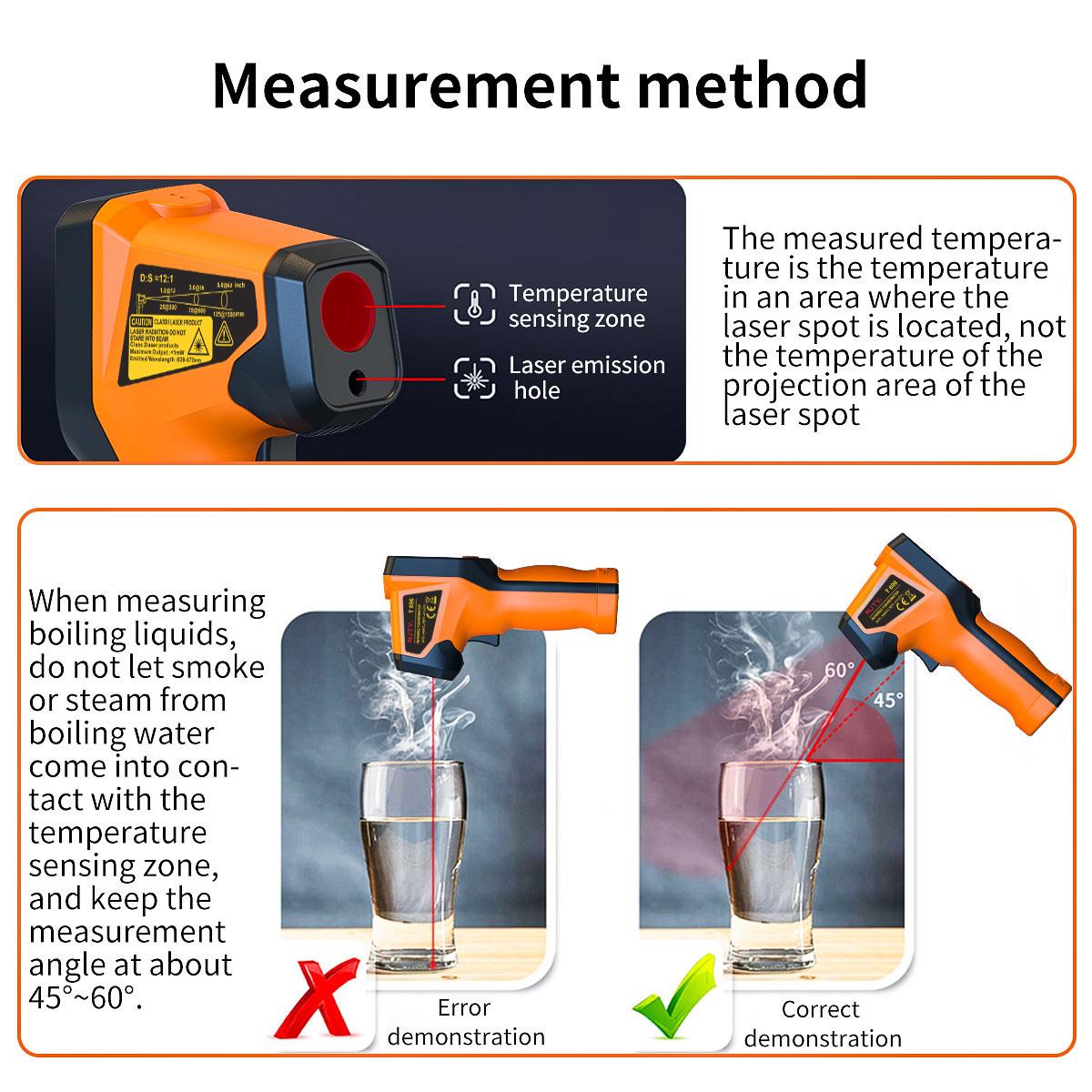 NJTY Infrared Thermometer, Handheld Temperature Measuring Tool, Laser Surface Temperature Reader, Multifunctional Industrial Temperature Meter for Home Repair