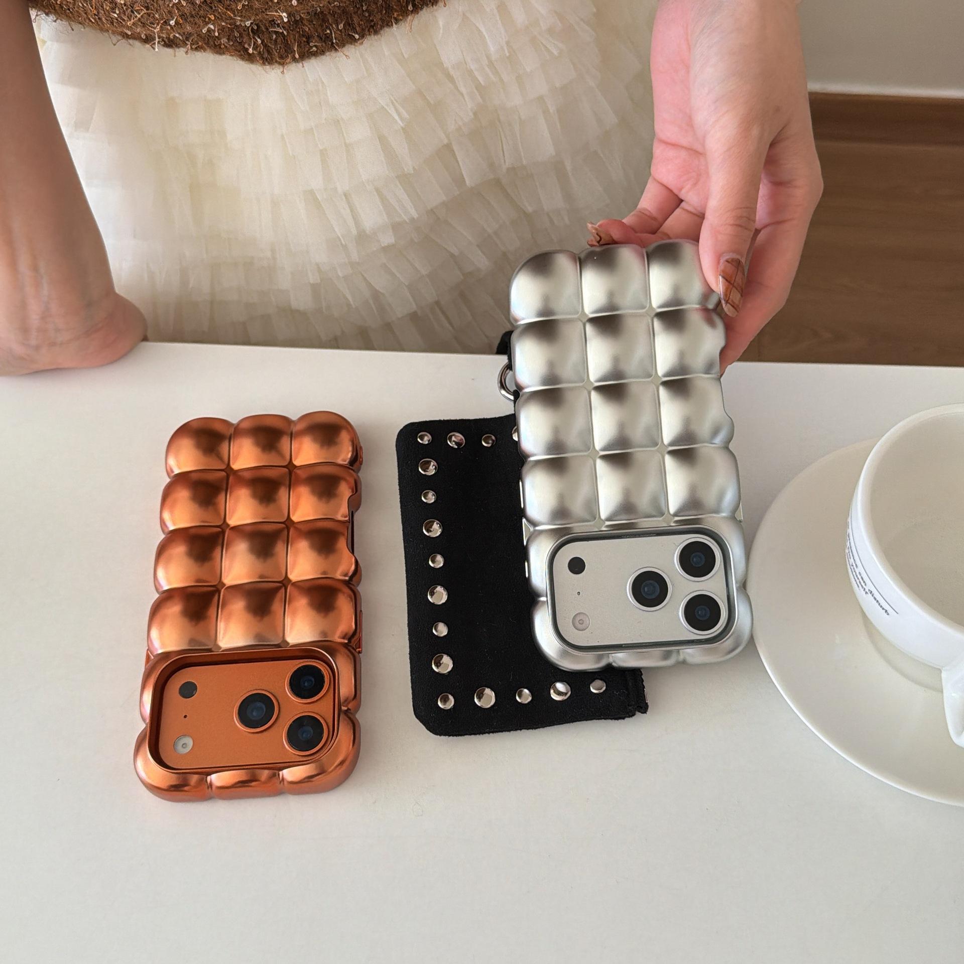 Minimalist Plated Solid Color Bubble Case for iPhone 17 Pro Max 16 15 14