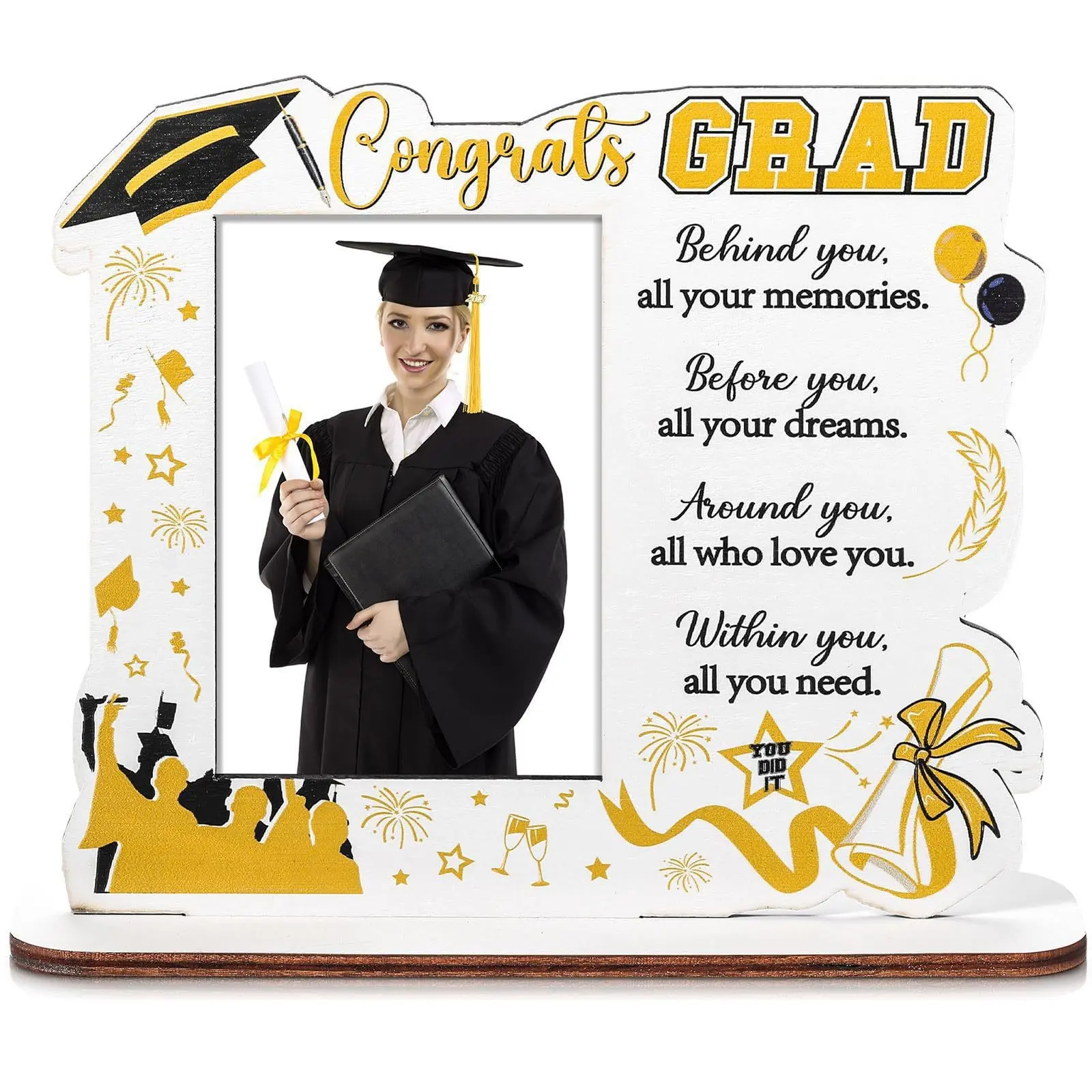 New Wooden Graduation Photo Frame, Memorial Display Stand, Signature Frame Decor, Graduation Party Decoration, Photo Frame Ornament, Elegant Design, Photo Decorations