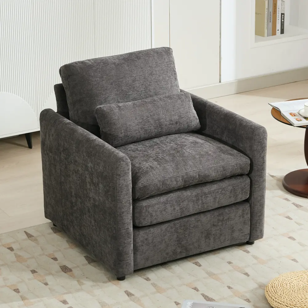 Littleox 31.9" Cozy Upholstered Armchair Oversized Comfy Cloud Sofa Double Cushion Single Sofa Plush Cushion Armchair for Living Room, Grey