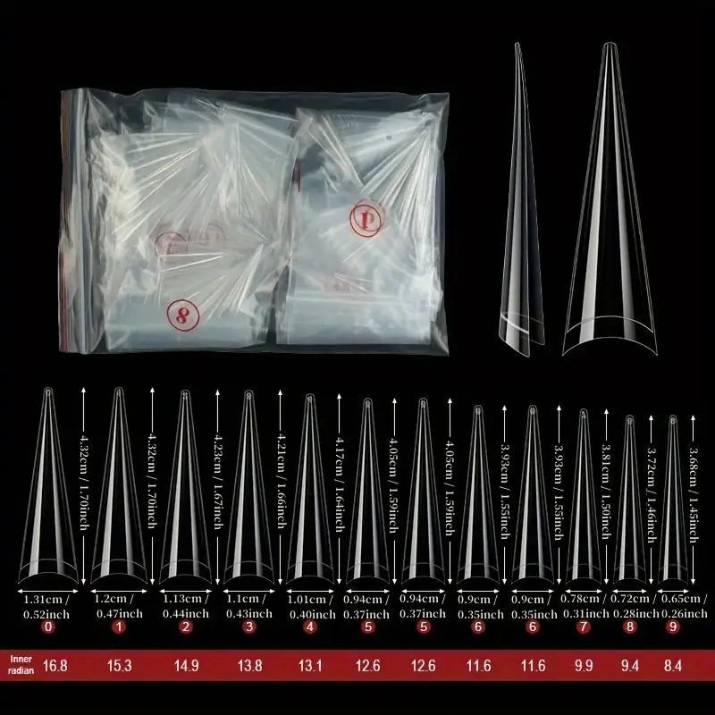 Long Pointed Fake Nail, 504pcs/set White & Transparent Full Cover Nail Tip Set, Acrylic DIY Salon Nail Art, Salon Quality Nails, Manicure & Pedicure Tools for Women & Girls