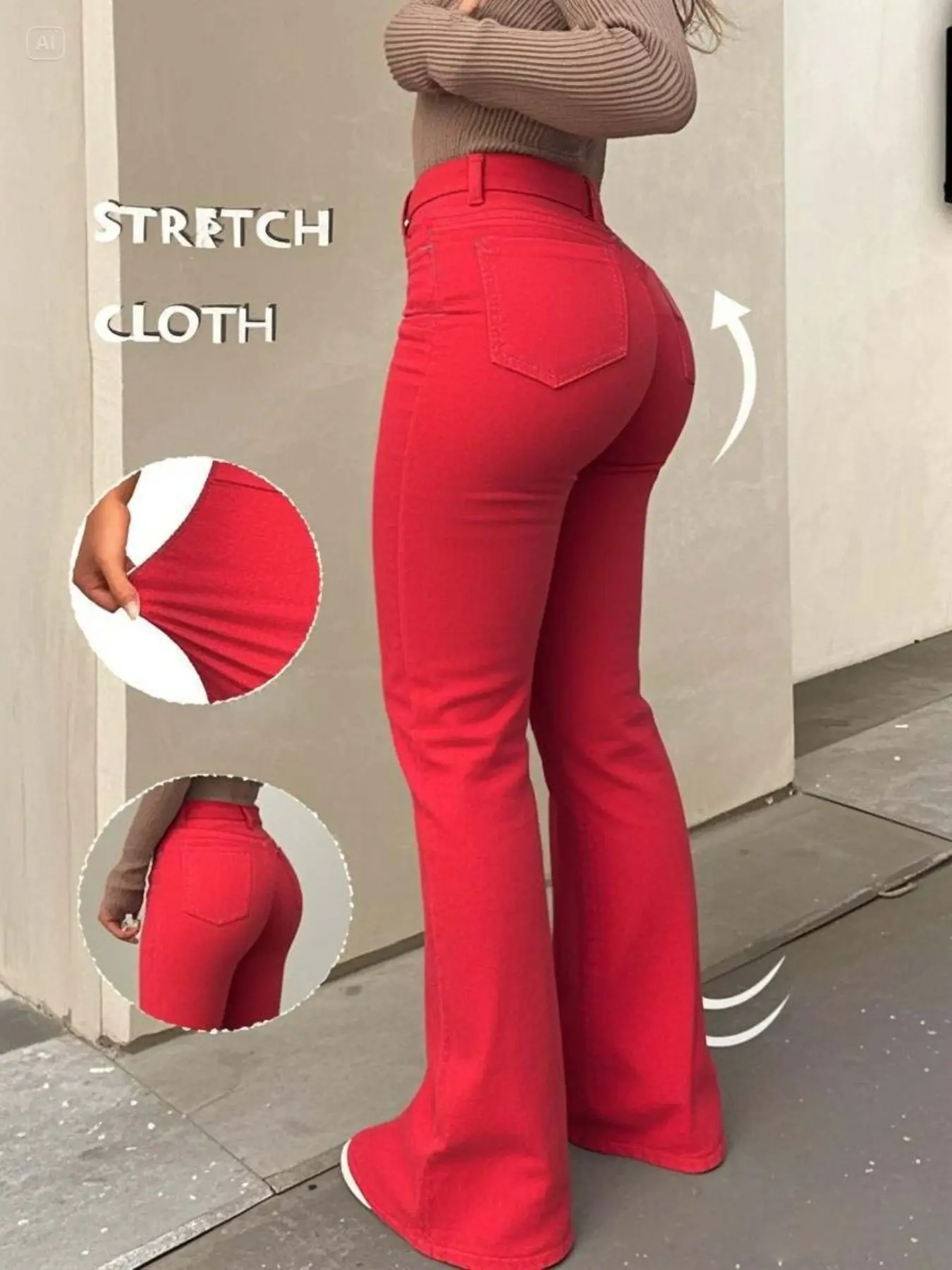 High Waist Flare Jeans for Women, Elastic Bootleg Pants, Y2K Street Casual Vintage Fashion, Comfortable and Stylish