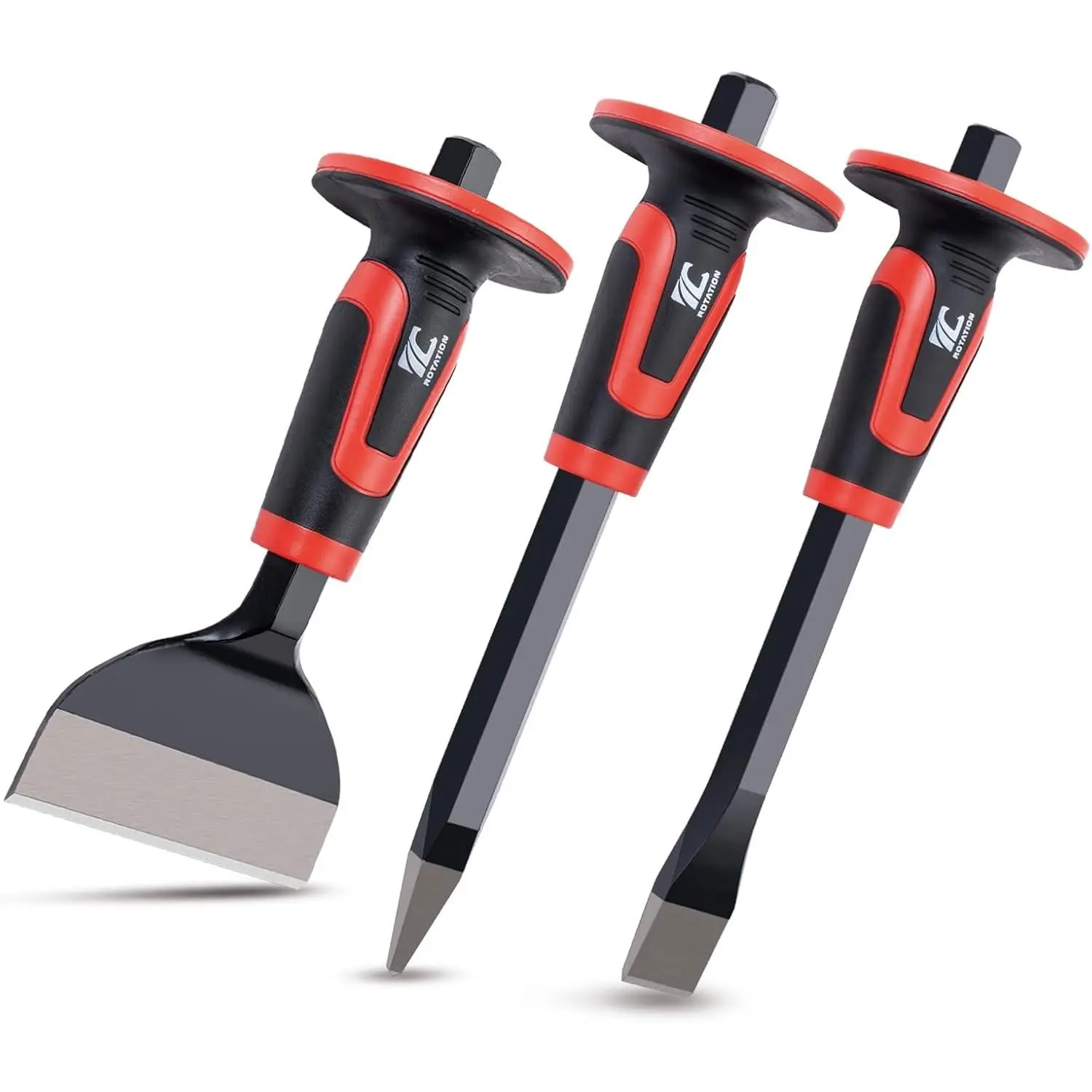 3PC Heavy Duty Masonry Chisel Set with Hand Guard