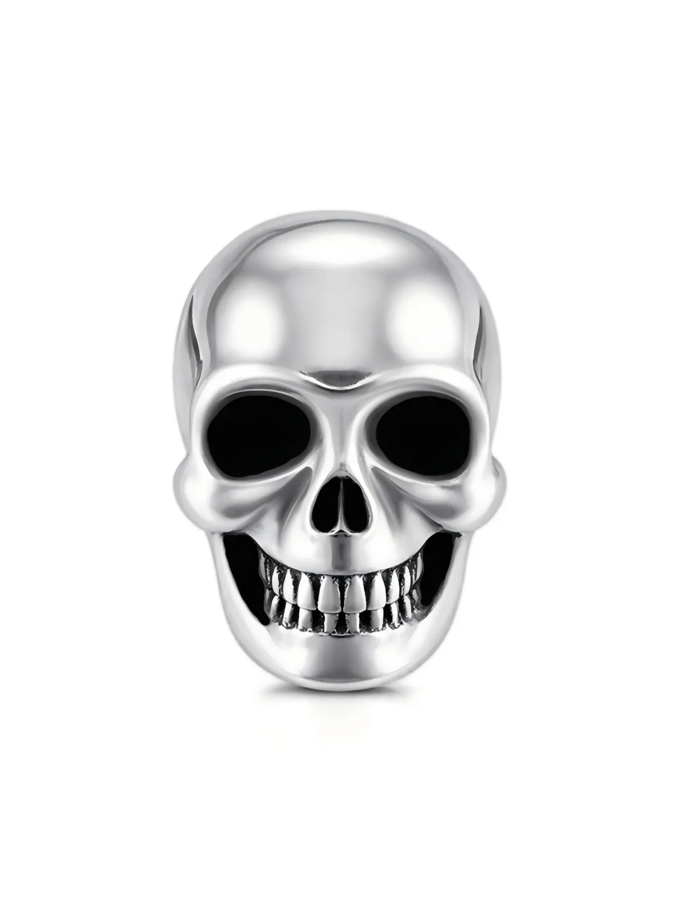 Copper Plated Silver Skull Charm Bead, Retro Pop Art Print, Perfect Gift for Friends, Stylish Streetwear Accessory, All Seasons