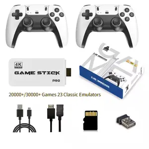 M15 4K TV Retro Handheld Game Stick With Dual 2.4G Wireless Controllers, 64G 128G Handheld Game Player Built-in 20000+/30000+ Games 23 Classic Emulators HDMI Plug & Play TV Video Game Console, Portable Nostalgic Arcade Family Gaming Box For Home Party