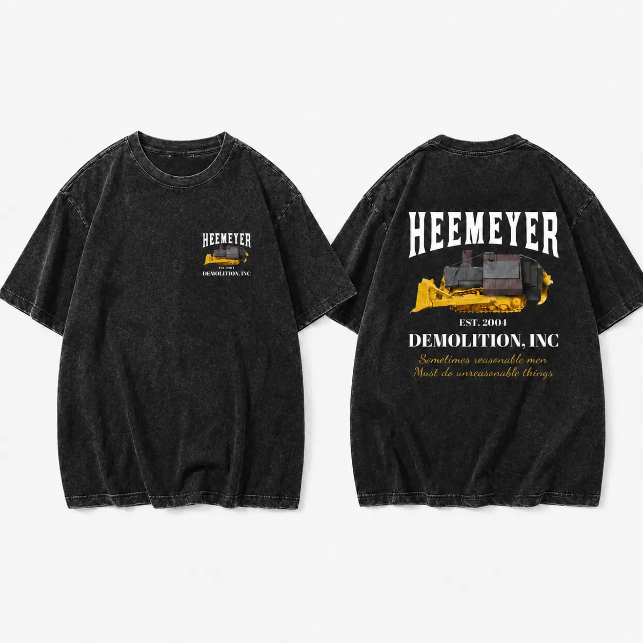 Heemeyer Demolition Inc Double Sided Print T-Shirt, Marvin Heemeyer Killdozer Vintage Bulldozer Graphic Tee, Unisex History Fan Casual Gift Shirt
