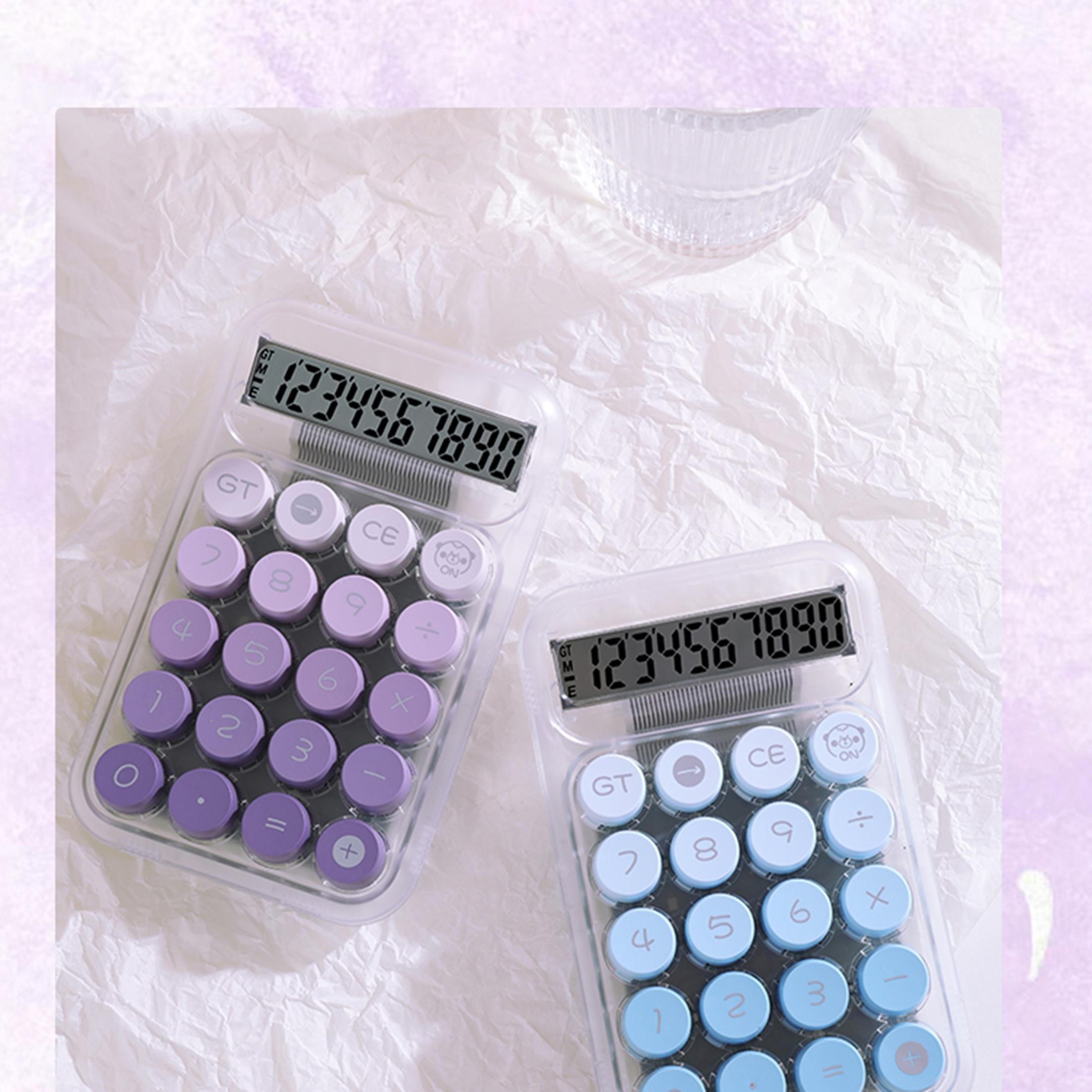 Transparent Shell Calculator, 1 Count 10 Digit Large Button Calculator with Display, Battery Powered Cute Calculator for Office Home School (without Battery) Office Stationery Supplies