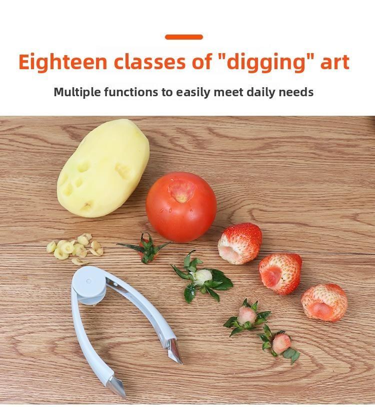 2PCS Multi-functional pineapple eye remover, stainless steel eye remover, seed remover, peeler, and stem remover.