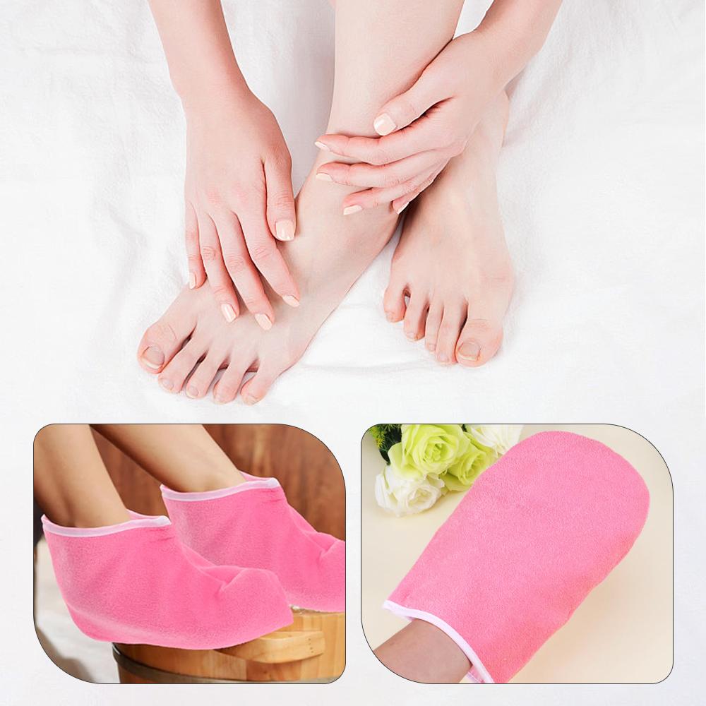 Paraffin Wax Bath Gloves & Foot Covers Set, 1 Pair Paraffin Wax Bath Gloves & 1 Pair Hot Wax Footmuffs, Suitable for Women's Daily Hand and Foot Care, Masks, Body Care