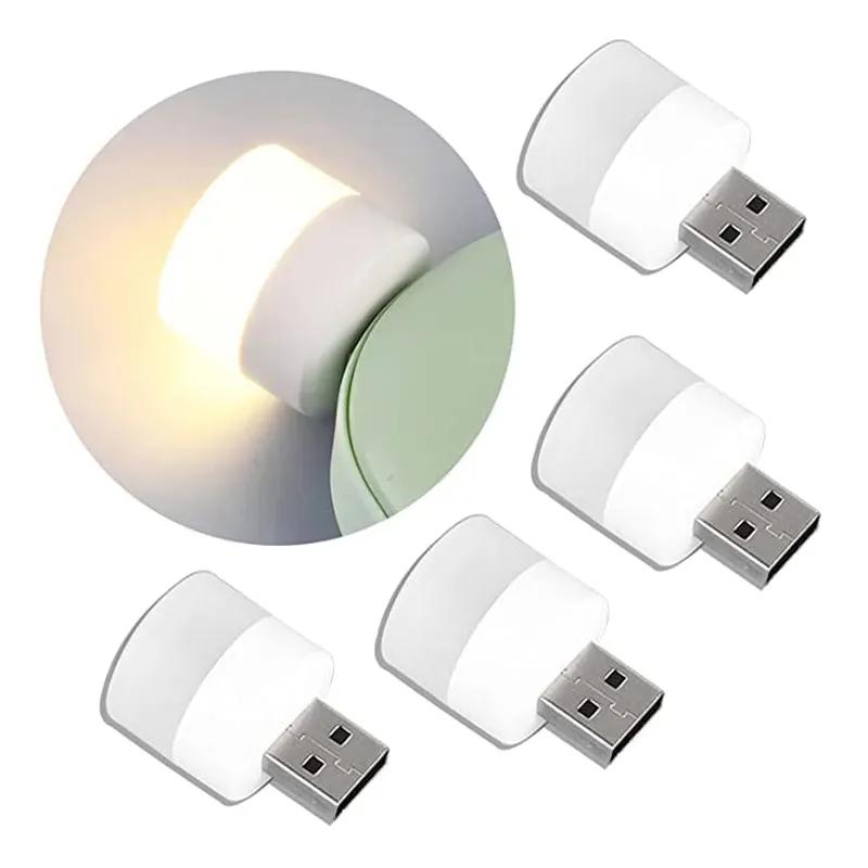 1-10Pcs Mini USB Night Light Warm White Eye Protection Book Reading Light USB Plug Computer Mobile Power Charging LED Night Lamp